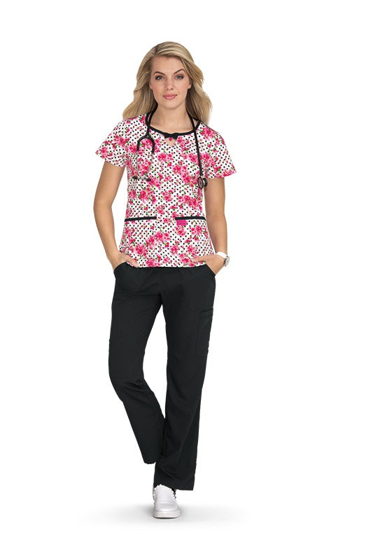 Koi Print Scrub Tops Plus Sizes Cherry Blossom