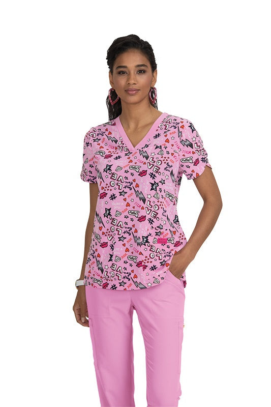 Koi Print Scrub Tops Plus Sizes Betsey Day