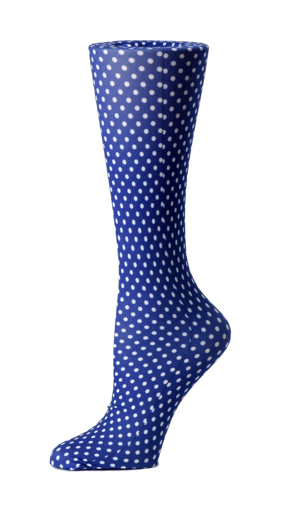Cutieful Moderate Compression Socks 10-18 mmHg Knit in Print Patterns Blue Polka Dot at Parker's Clothing & Scrubs.