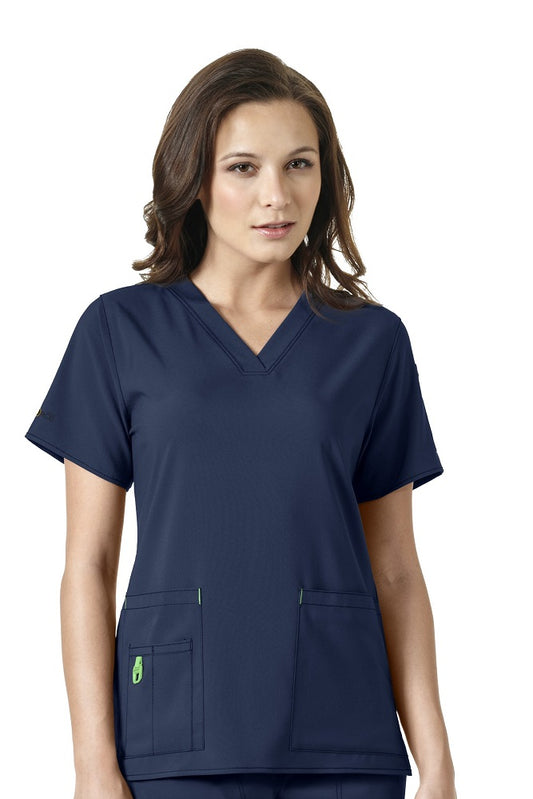 Carhartt Womens Scrub Top Cross-Flex V-Neck Media in Navy C12110 at Parker's Clothing & Scrubs.