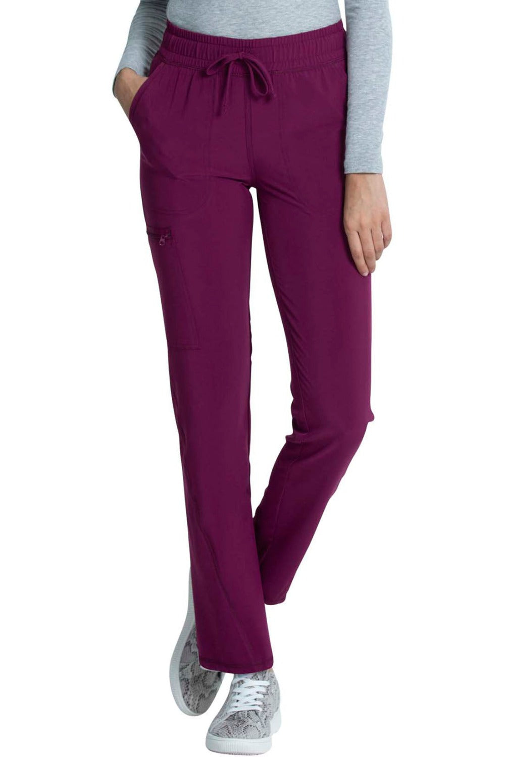 Cherokee Allura Scrub Pant Mid Rise Tapered Leg Drawstring in Wine at Parker's Clothing & Scrubs.