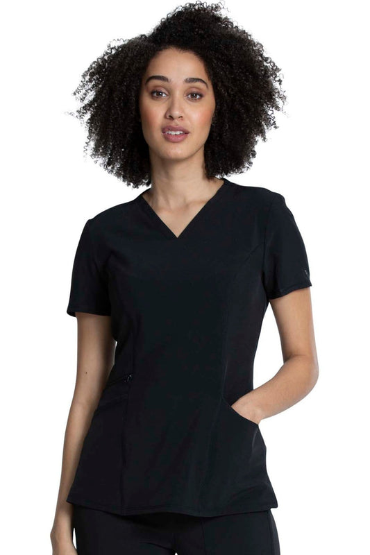Cherokee Allura CKA684 V-Neck Scrub Top in Black at Parker's Clothing & Scrubs and online at parkersclothing.com.