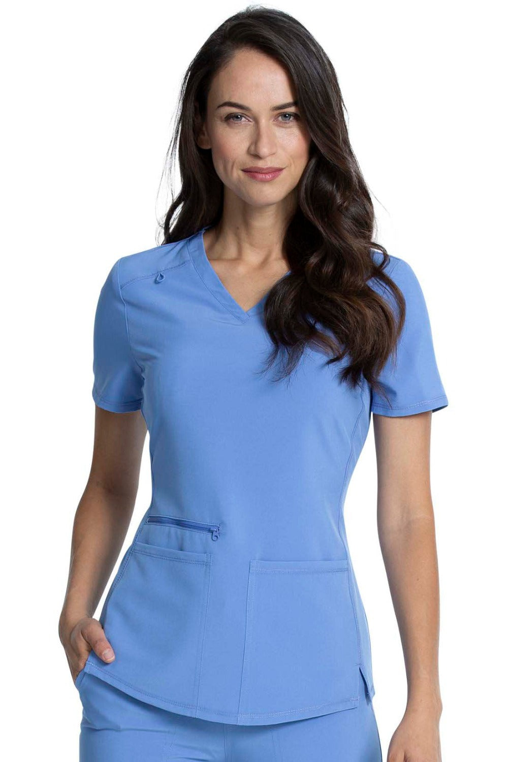 Cherokee Allura CKA685 V-Neck Scrub Top in Ciel at Parker's Clothing & Scrubs and online at parkersclothing.com.