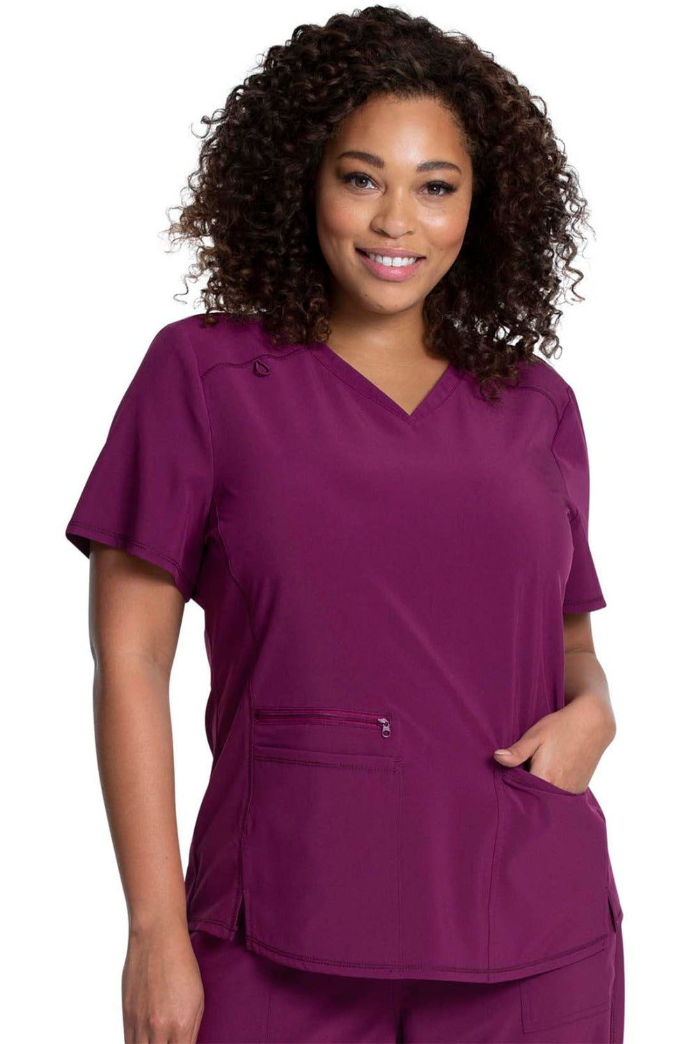 Cherokee Allura V-Neck Scrub Top in Wine at Parker's Clothing & Scrubs.