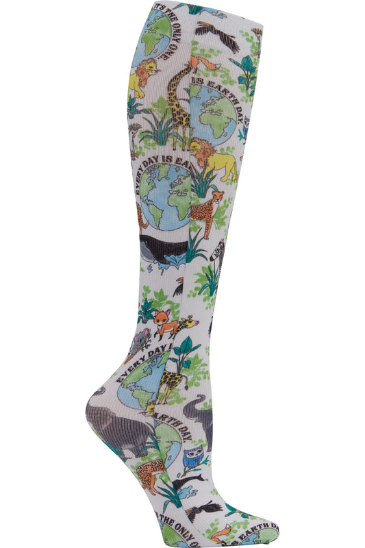 Cherokee Mild Compression Socks Comfort Support 8-15 mmHg in Earth Day Pattern at Parker's Clothing and Shoes.