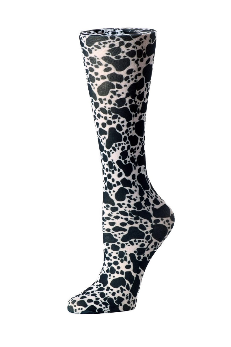 Cutieful Moderate Compression Socks 10-18 MMhg Wide Calf Knit Animal Print Cow at Parker's Clothing and Shoes.