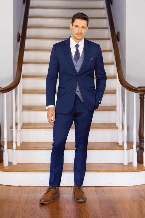 Jim's Formal Wear Tuxedos Diamond Collection Blue Performance Stretch Suit at Parker's Clothing and Shoes.
