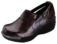 Sale Shoe Dickies Victory Axiom Side Buckle Brown/Gold Leopard at Parker's Clothing & Scrubs.