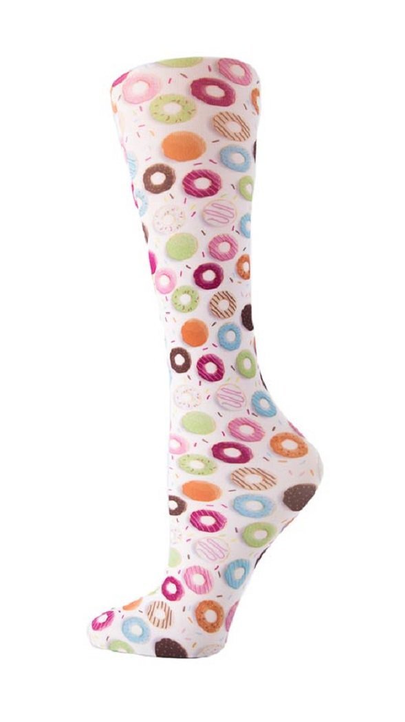 Cutieful Moderate Compression Socks 10-18 mmHg Knit in Print Patterns Donuts at Parker's Clothing & Scrubs.