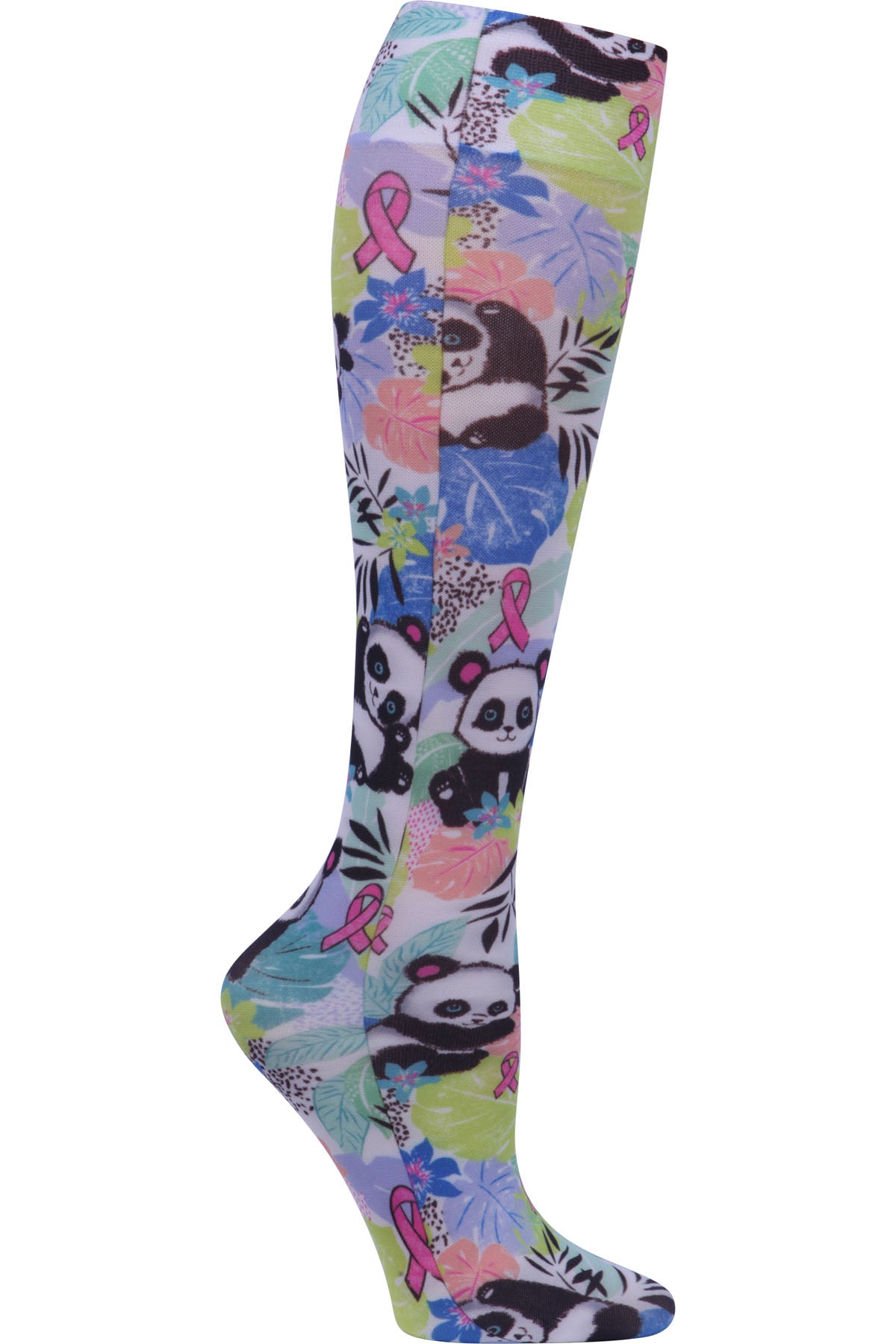 Cherokee Fashion Support Mild Compression Socks 8-15 mmHg Wide Calf Garden Panda-monium at Parker's Clothing & Scrubs.