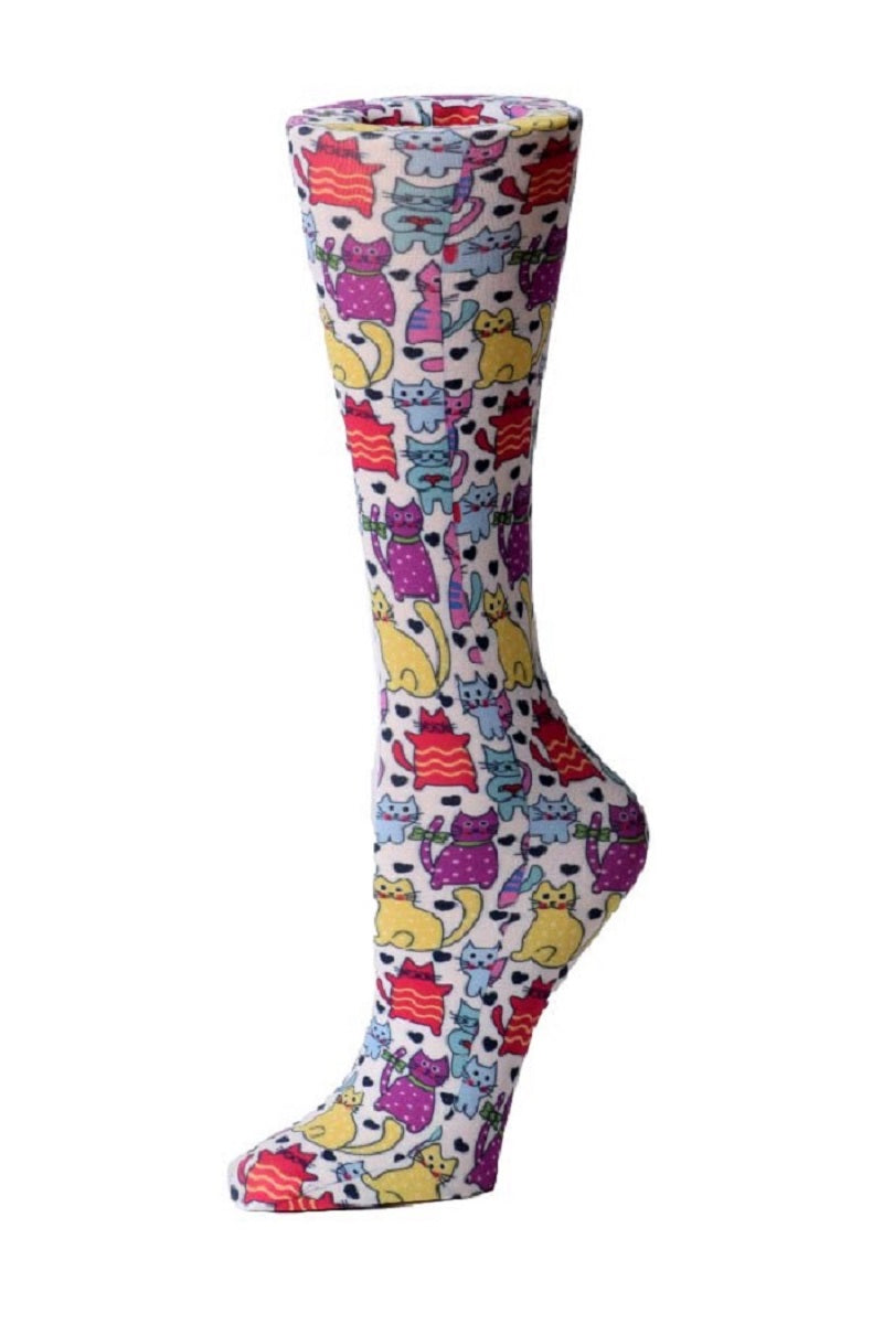 Cutieful Moderate Compression Socks 10-18 MMhg Animal Print Felines at Parker's Clothing & Scrubs.