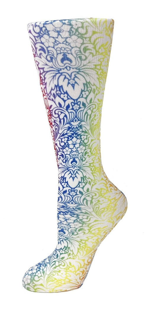 Cutieful Moderate Compression Socks 10-18 mmHg Knit in Print Patterns Floral Rainbow at Parker's Clothing & Scrubs.