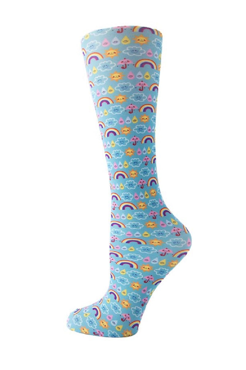 Cutieful Mild Compression Socks Sheer 8-15 mmHg in pattern Happy Weather at Parker's Clothing and Shoes.