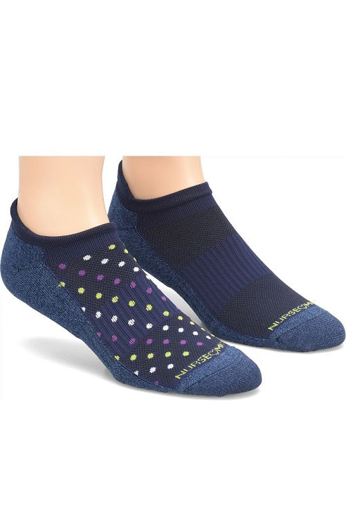 Nurse Mates Mens Compression Socks Anklet 2/Pack For Men in pattern Navy Dot at Parker's Clothing and Shoes.