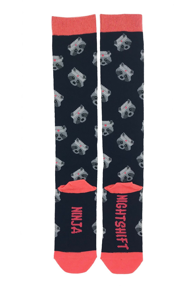 Cutieful Compression Socks Novelty patterns in 15-20 mmHG moderate compression at Parker's Clothing & Scrubs. Pattern is Night Shift Ninja.