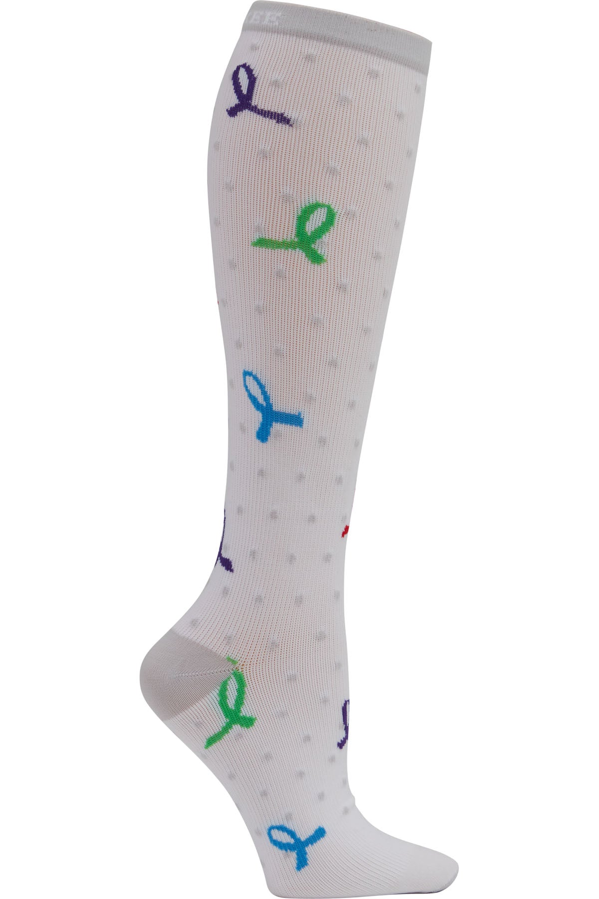 Cherokee Print Support Mild Compression Socks 8-12 mmHg Dots and Ribbon at Parker's Clothing & Scrubs