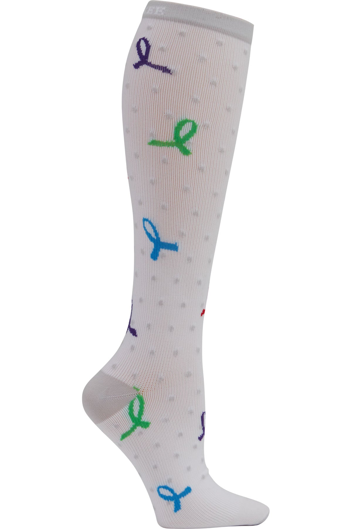 Cherokee Plus Size Print Support Mild Compression Socks Wide Calf 8-12 mmHg Dots and Ribbons at Parker's Clothing and Shoes