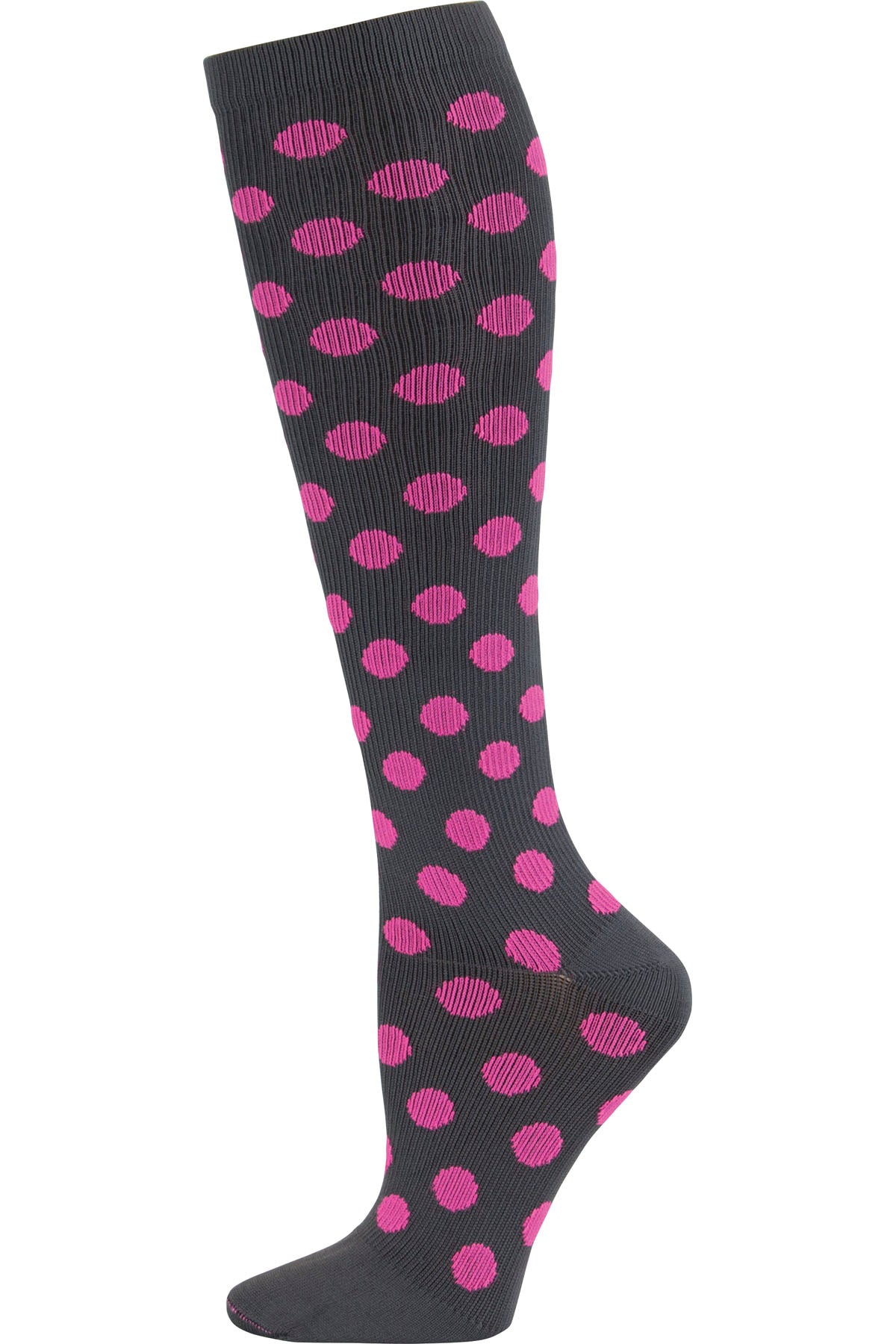 Cherokee Print Support Mild Compression Socks 8-12 mmHg Grey/Pink Polka Dot at Parker's Clothing & Scrubs