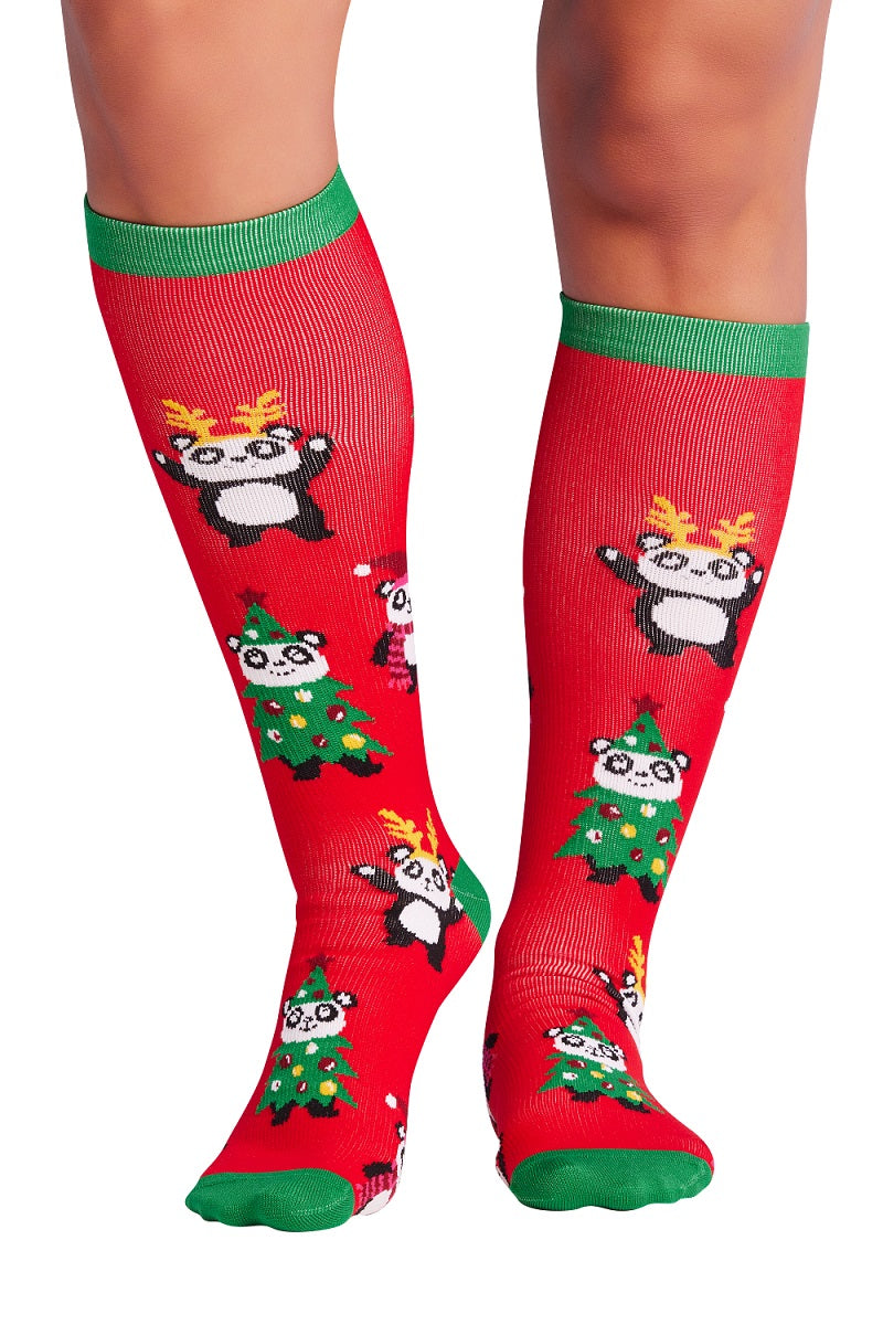 Cherokee Print Support Mild Compression Socks 8-12 mmHg in pattern Holiday Bears at Parker's Clothing & Scrubs.