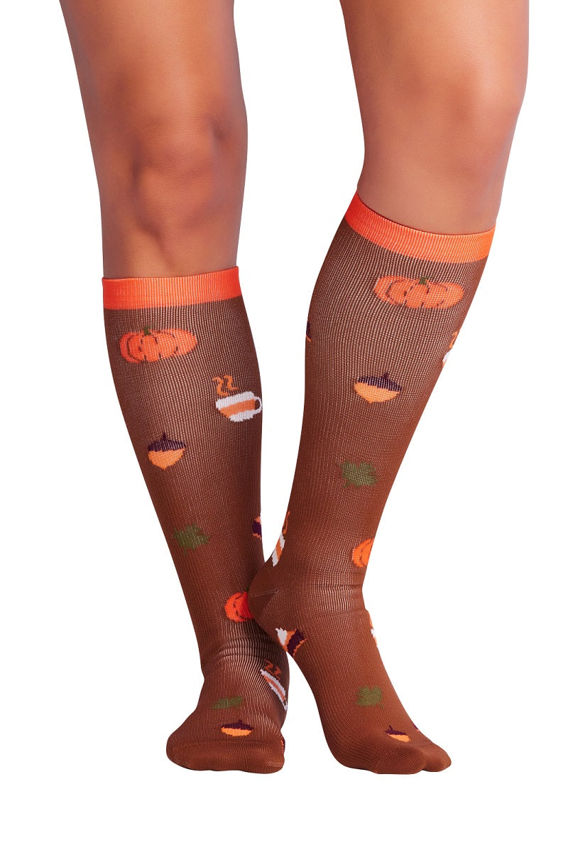 Cherokee Print Support Mild Compression Socks 8-12 mmHg in pattern Pumpkin Spice at Parker's Clothing & Scrubs.