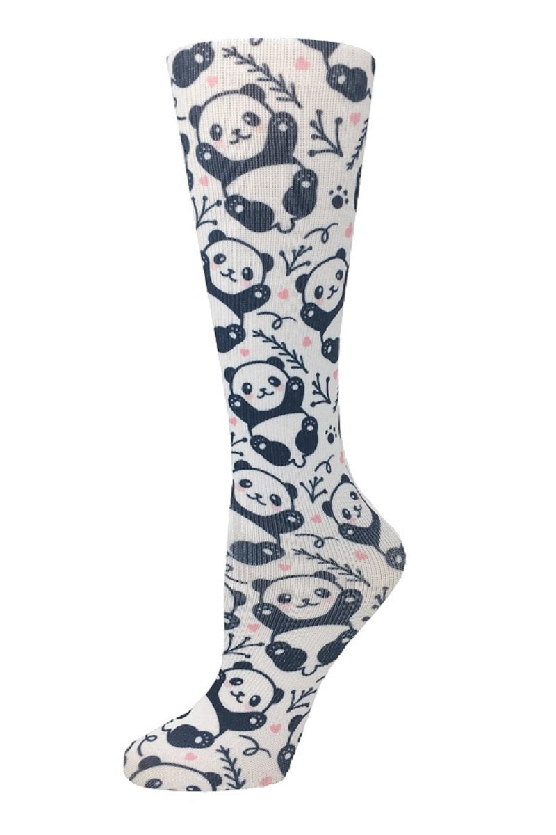 Cutieful Moderate Compression Socks 10-18 MMhg Wide Calf Knit Animal Print Baby Panda at Parker's Clothing and Shoes.