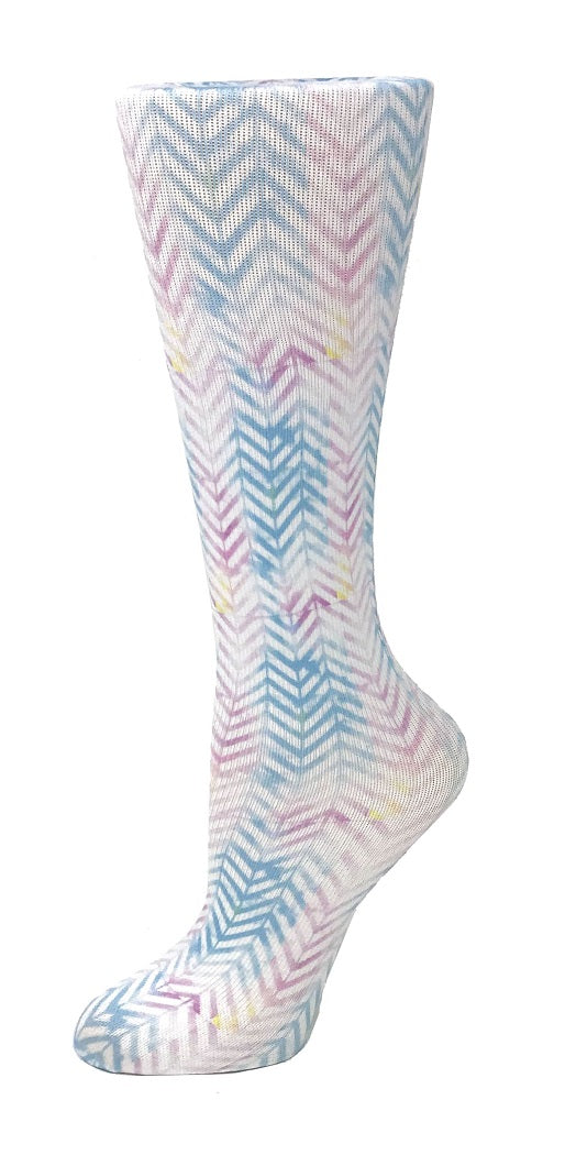 Cutieful Moderate Compression Socks 10-18 mmHg Knit in Print Patterns Pastel Chevron at Parker's Clothing & Scrubs.