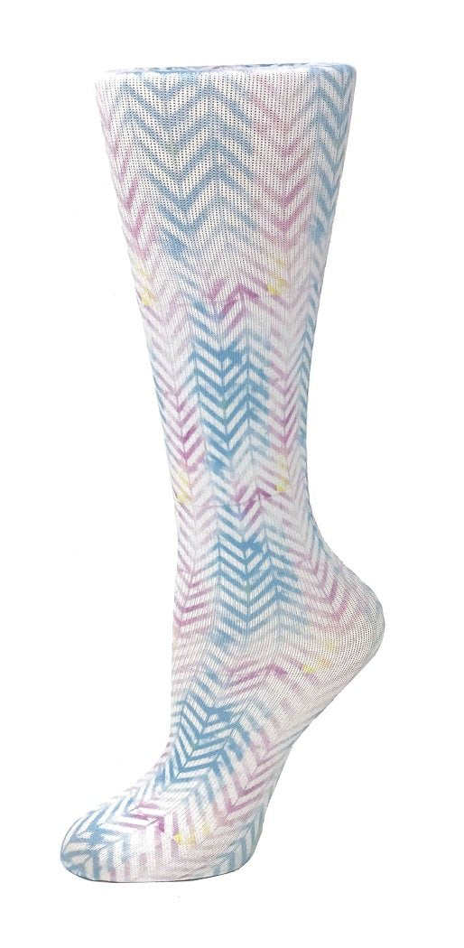 Cutieful Moderate Compression Socks 10-18 MMhg Wide Calf Knit Print Pattern Pastel Chevron at Parker's Clothing & Scrubs.