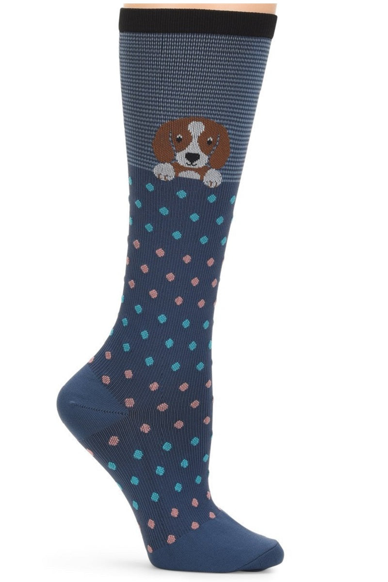 Nurse Mates Mild Compression Socks 12-14 mmHg at Parker's Clothing & Scrubs. Compression socks for nursing. Mild compression socks. Peeking Puppy