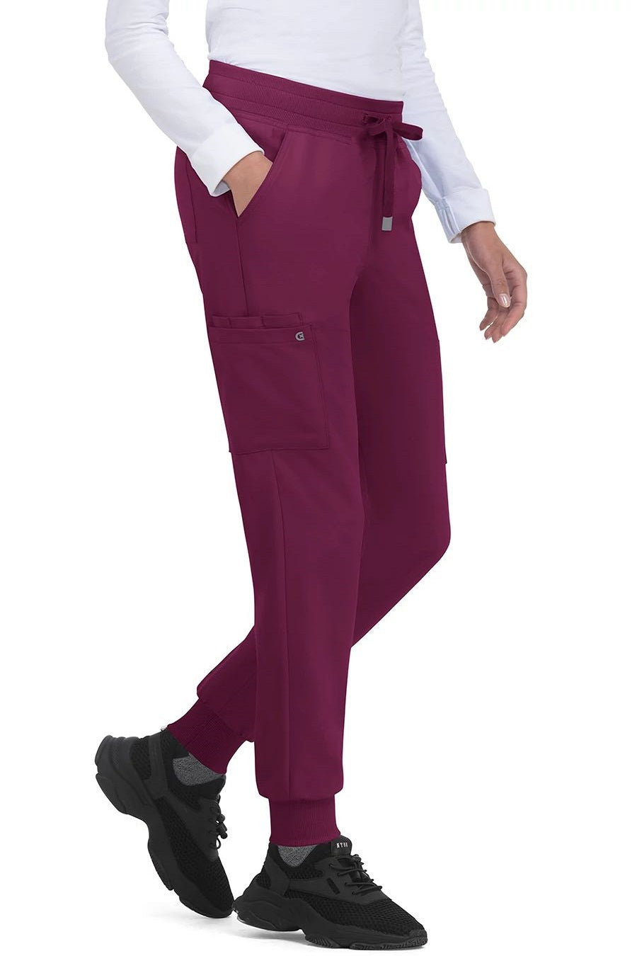 koi Scrub Pants Cureology Pulse Petite Jogger in Wine at Parker's Clothing & Scrubs.