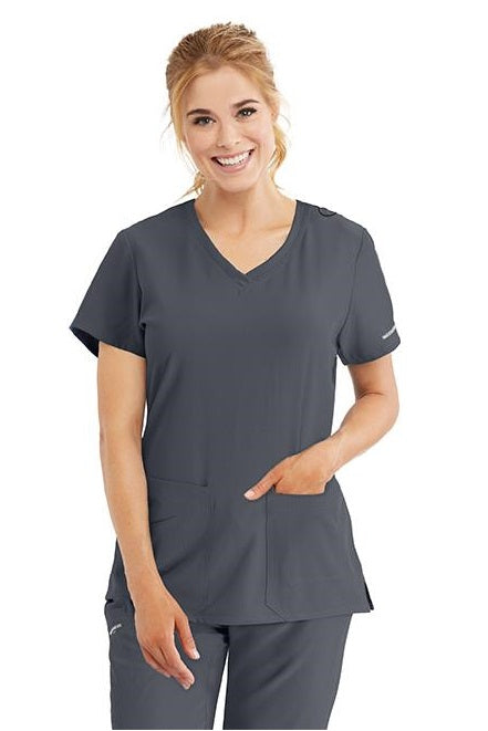Skechers by Barco Scrub Top Focus V-Neck in Pewter at Parker's Clothing & Scrubs.