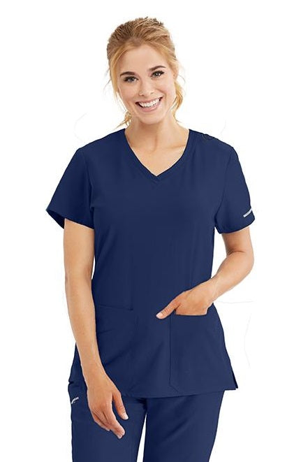 Skechers by Barco Scrub Top Focus V-Neck in Navy at Parker's Clothing and Shoes.