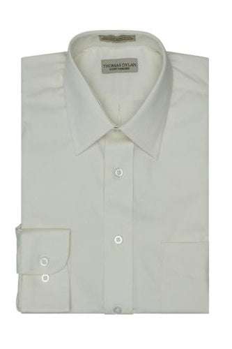 Thomas Dylan Dress Shirt Spread Collar in Ecru at Parker's Clothing & Scrubs.