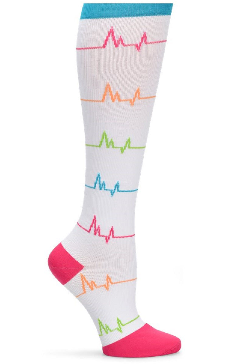 Nurse Mates Mild Compression Socks 12-14 mmHg at Parker's Clothing and Shoes. Compression socks for nursing. Mild compression socks. White/EKG