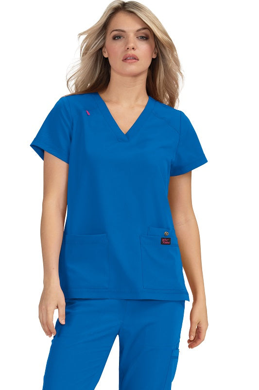 Betsey Johnson Scrub Top Freesia in Royal at Parker's Clothing & Scrubs.