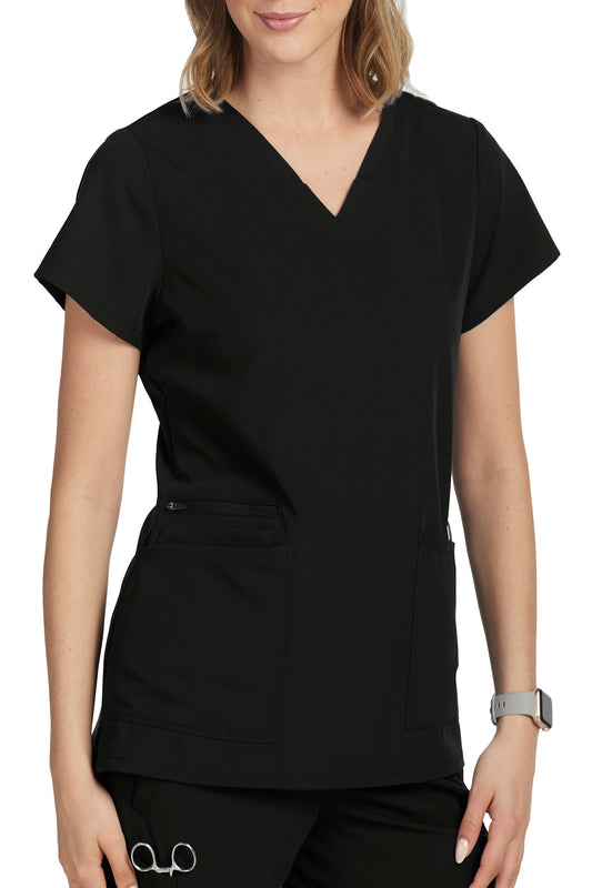 Barco Unify Scrub Top Purpose V-Neck in Black at Parker's Clothing & Scrubs.