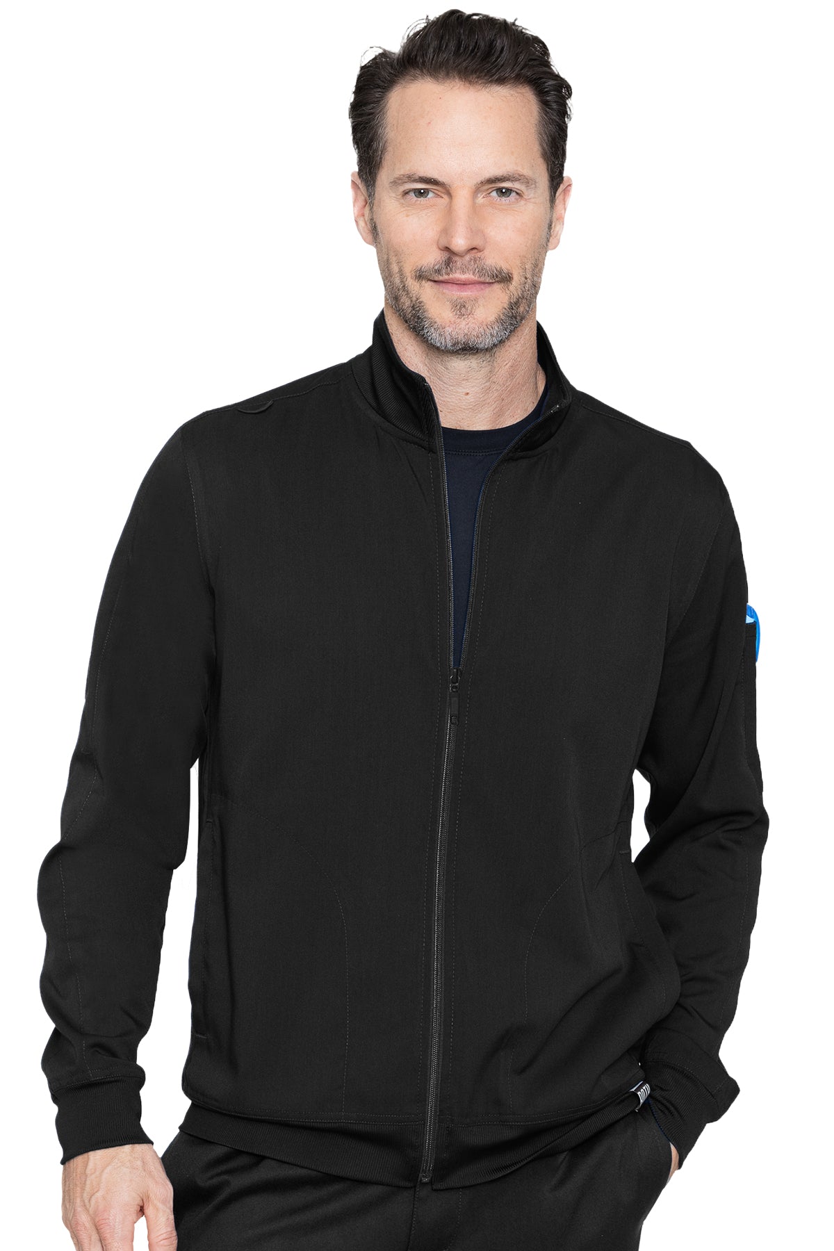 Med Couture Mens Scrub Jacket RothWear Orion Warmup in Black at Parker's Clothing & Scrubs.