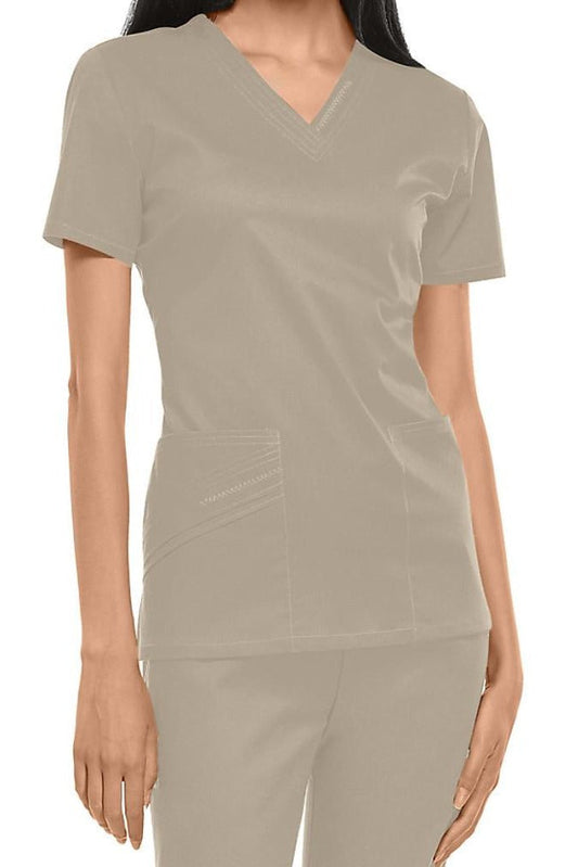 Cherokee Luxe Scrub Tops in Khaki Clearance Sale at Parker's Clothing and Shoes.