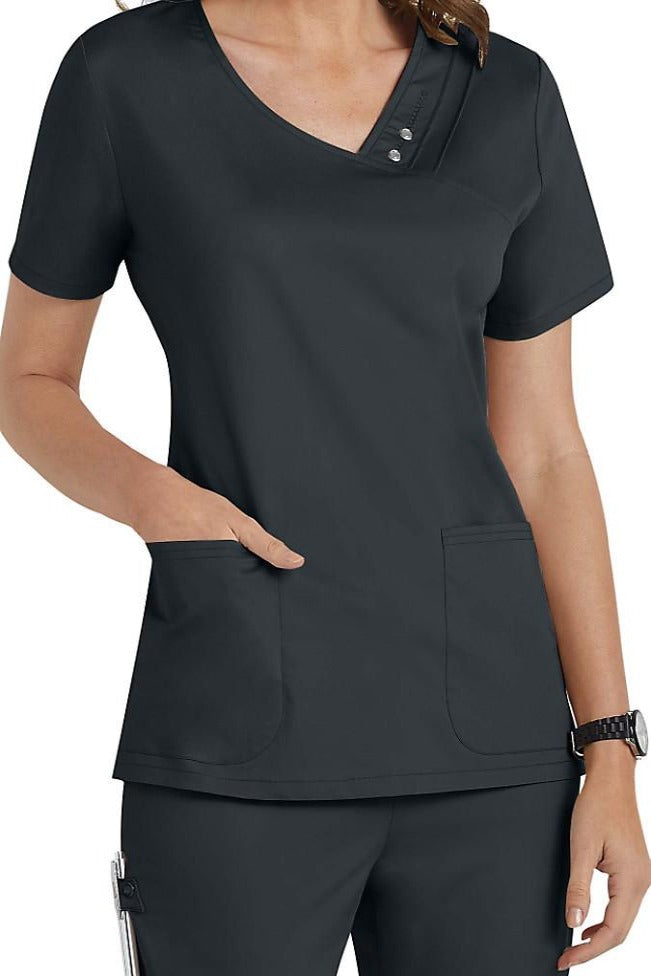 Cherokee Luxe Scrub Tops in Pewter Clearance Sale at Parker's Clothing and Shoes.