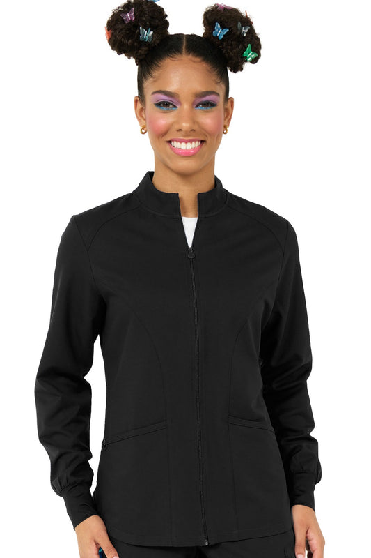 Zavaté 2056 Scrub Jacket Studio Comfort Warm Up in black at Parker's Clothing & Scrubs.