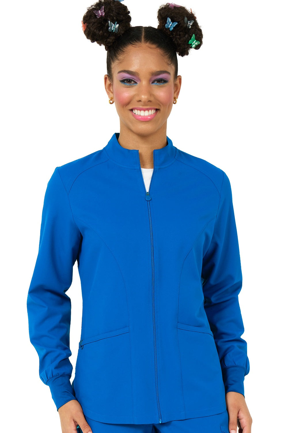 Zavaté 2056 Scrub Jacket Studio Comfort Warm Up in royal blue at Parker's Clothing & Scrubs.