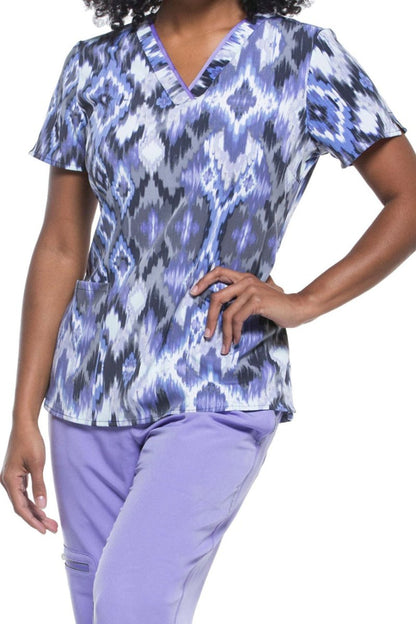 Healing Hands Scrubs Purple Label Amanda Print Top Iris at Parker's Clothing & Scrubs.