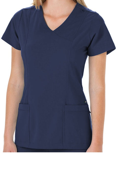 Jockey Scrub Top Mock Wrap in Navy at Parker's Clothing and Shoes.