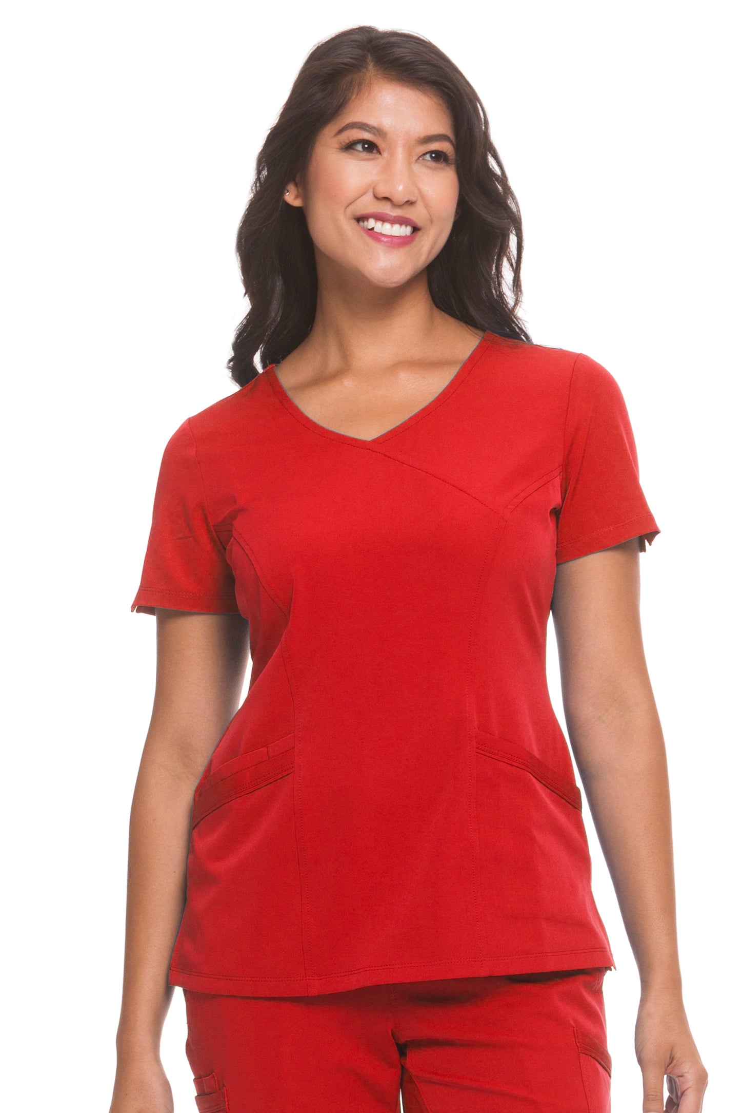 Healing Hands HH Works Madison Mock Wrap Scrub Top in Red at Parker's Clothing and Shoes