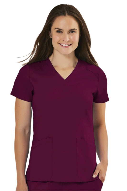 IRG Scrub Top Edge V-Neck 2801 in wine at Parker's Clothing & Scrubs.