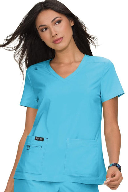 Koi Scrub Top Basics Becca V-neck in Electric Blue At Parker's Clothing & Scrubs.