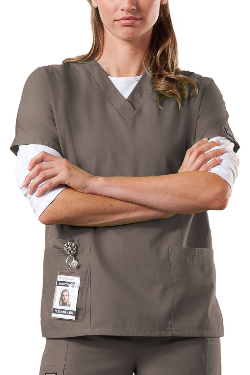 Cherokee Workwear Top V Neck 4700 in taupe at Parker's Clothing & Scrubs.