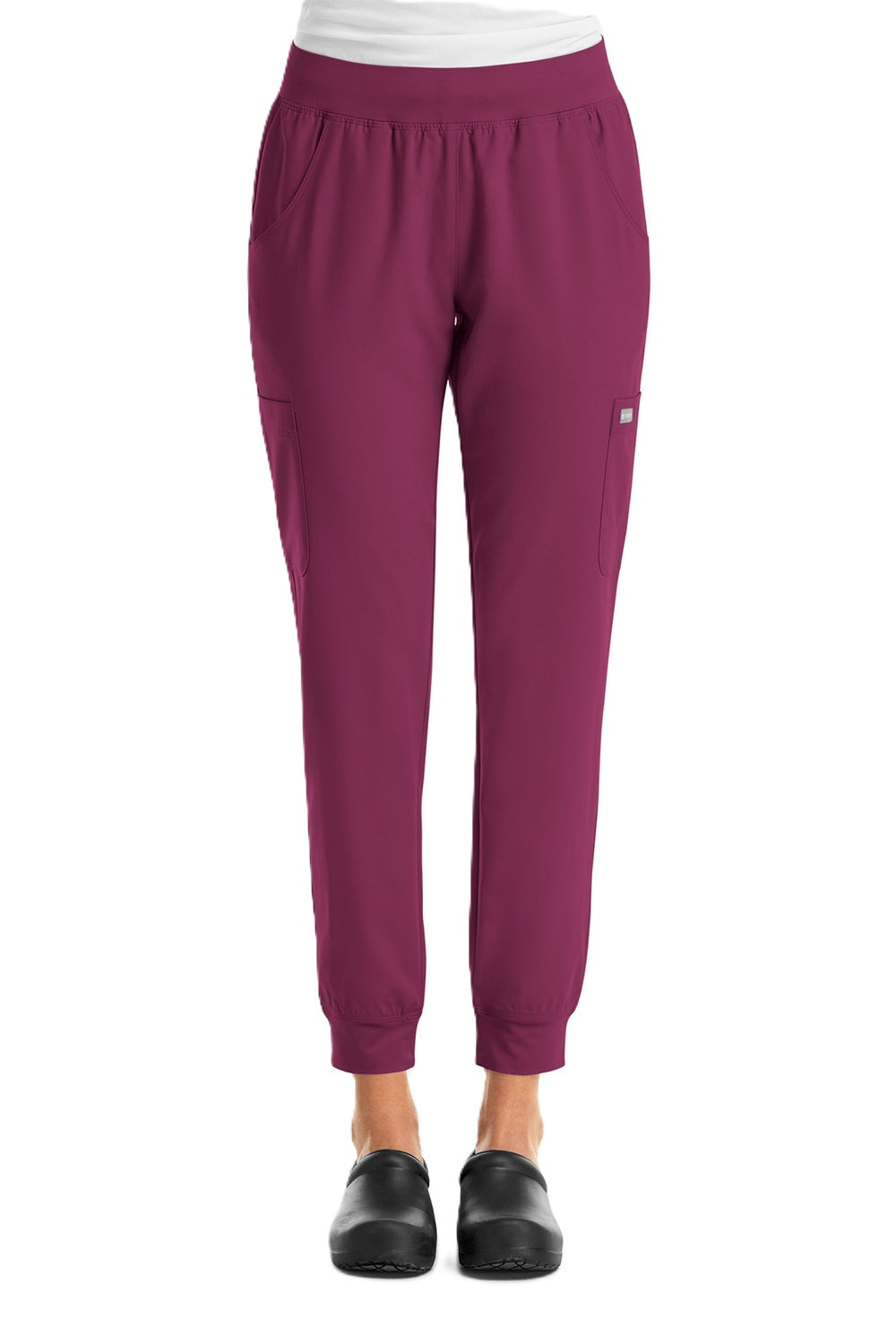 Maevn Momentum Jogger Scrub Pants in wine at Parker's Clothing & Scrubs.