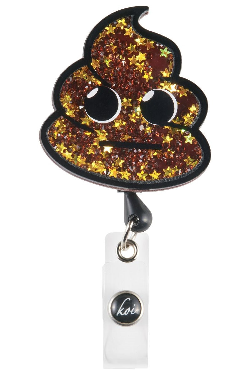 Koi Poopary Badge Reel with retractable cord and snap badge holder at Parker's Clothing and Shoes.