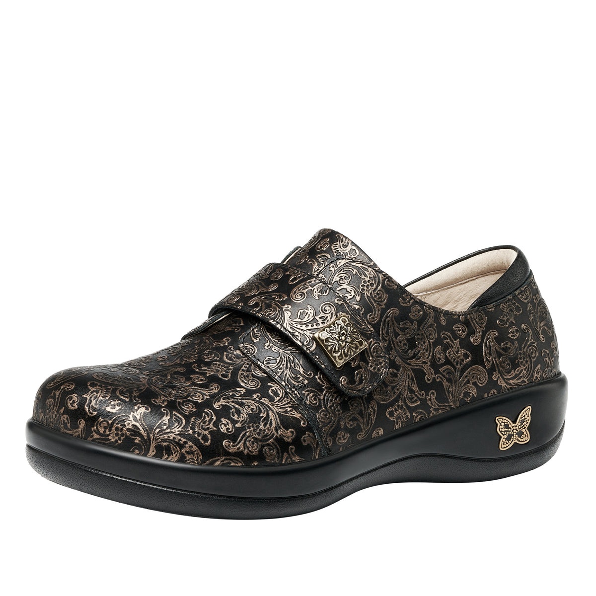 Alegria Joleen Boheme Professional Shoe embossed genuine leather with unique strap ornamentation at Parker's Clothing & Scrubs.