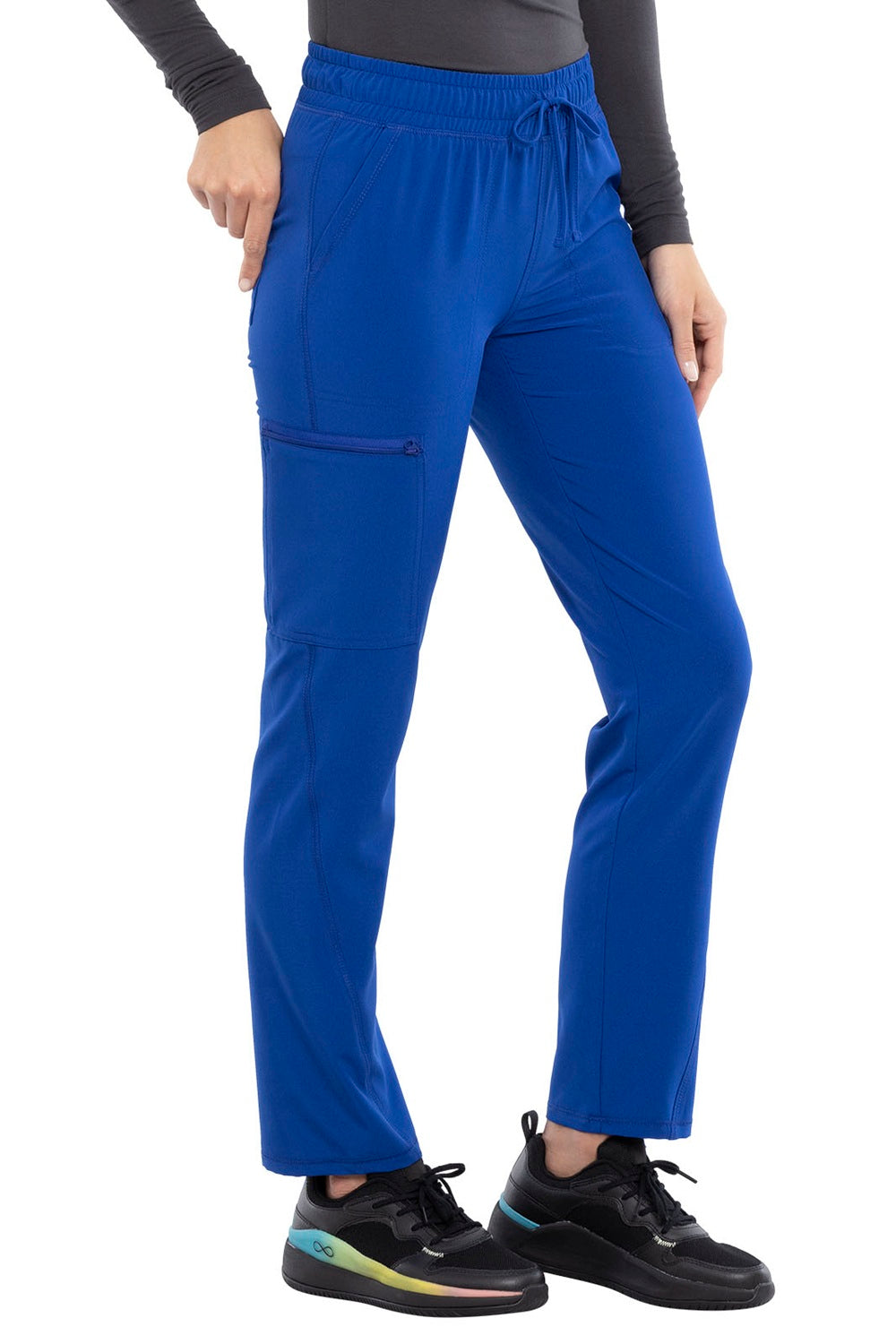 Cherokee Allura CKA184 tapered leg scrub pants in Galaxy blue - mid-rise drawstring medical scrubs for healthcare professionals.
